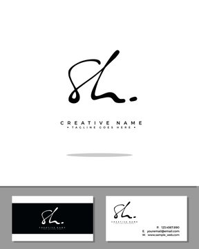 S H SH initial handwriting logo template vector.  signature logo concept