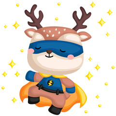 a vector of a cute deer in a superhero costume