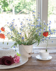 Wildflowers and poppy