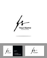 F S FS initial handwriting logo template vector.  signature logo concept