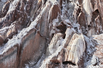 Geology. The texture of minerals formed under the influence of erosion.