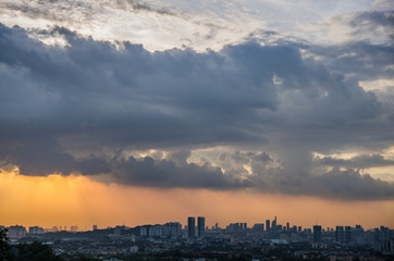 Sunset view of kuala lumpur city from bukit ampang, kuala lumpur, Malaysia. Taken from Ampang Lookout Point.