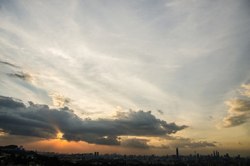 Sunset view of kuala lumpur city from bukit ampang, kuala lumpur, Malaysia. Taken from Ampang Lookout Point.