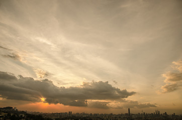 Sunset view of kuala lumpur city from bukit ampang, kuala lumpur, Malaysia. Taken from Ampang Lookout Point.