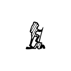 Alpinist icon. Mountain explorer sign. Climber symbol