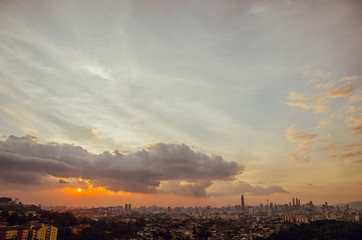 Sunset view of kuala lumpur city from bukit ampang, kuala lumpur, Malaysia. Taken from Ampang Lookout Point.