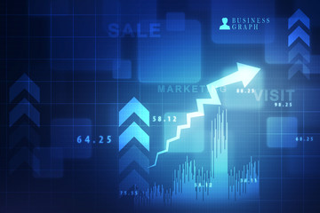 2d rendering Stock market online business concept. business Graph 
