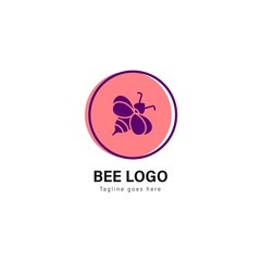 Bee logo template design. Bee logo with modern frame vector design