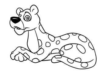 Leopard lies animal character  cartoon illustration isolated image coloring page