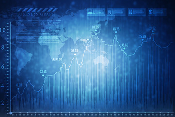 2d rendering Stock market online business concept. business Graph 