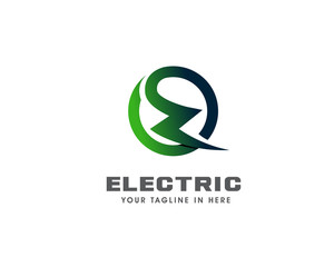 Q abstract initial electric logo design inspiration