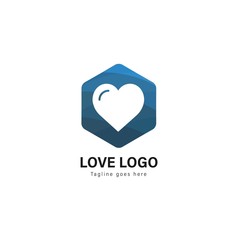 Love logo template design. Love logo with modern frame vector design