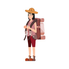 traveler woman with travel bag avatar character