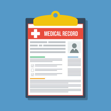 Patient Paper Medical Record, Flat Vector Illustration