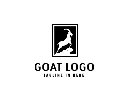 White stand goat on square logo design inspiration
