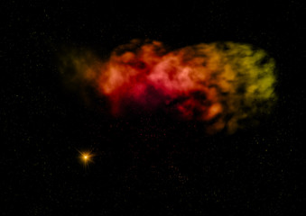 Star field in space and a nebulae. 3D rendering