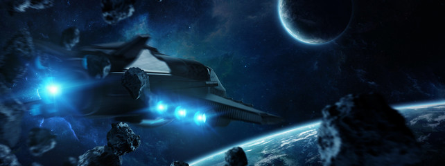 Distant planet system in space with exoplanets 3D rendering elements of this image furnished by NASA