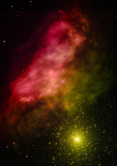 Being shone nebula. 3D rendering