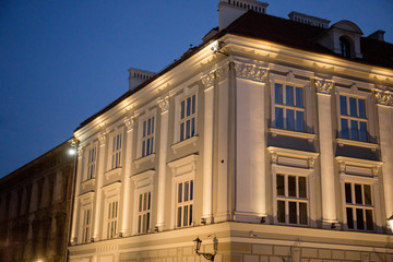 Fototapeta premium buildings in Krakow at night by the light of lanterns