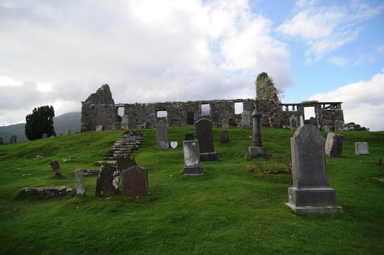Historic Cill Chriosd Church ruins on the Isle of Skye