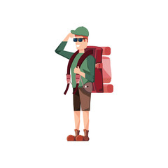 traveler man with travel bag avatar character