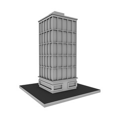 Polygonal house without textures. Three-dimensional illustration. 3d render