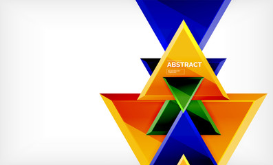 Flying triangles compostion geometric background