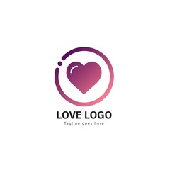 Love logo template design. Love logo with modern frame vector design
