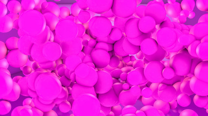 abstract neon background. Pink spheres on a purple background. Three-dimensional illustration. 3d render