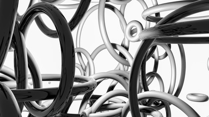 background of three-dimensional glossy rings. abstract illustration. 3d render