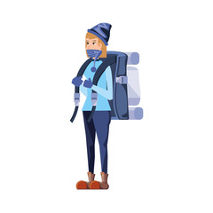 traveler woman with travel bag avatar character