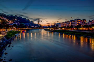 Salzburg Austria night shot river