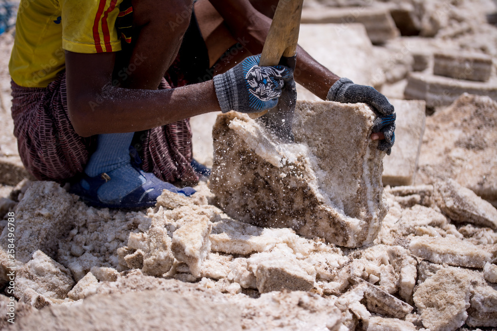 Wall mural working tribe afar in danakil