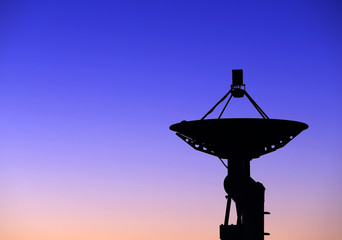 Observatory equipment, silhouette at sunrise