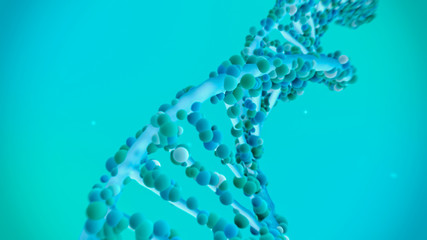 close up view of a dna double helix (3d render)