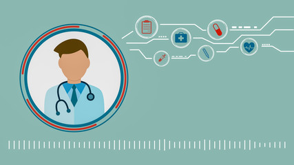online medical consultant, concept of telemedicine, cartoon, flat style