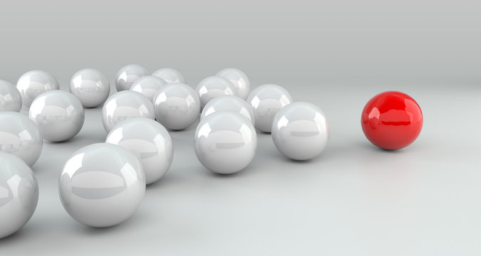 Leadership Concept, Red Leader Ball Leading Whites © klenger