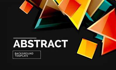 Obraz premium Glossy mosaic style geometric shapes - squares and triangles on black