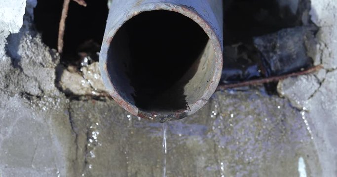 Iron pipe and pouring water