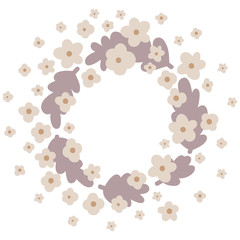 Round beige spring floral borders vector wreath