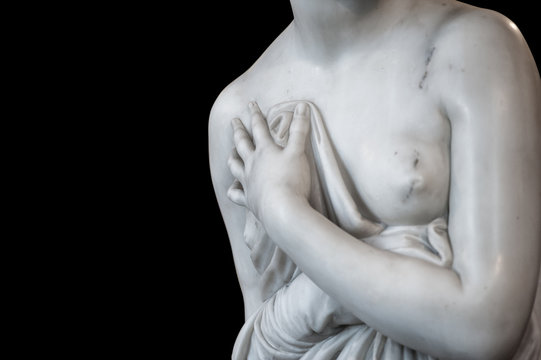 Venus Italica statue, sculpted in 1804 by Antonio Canova. Cut out on black background. Path selection included