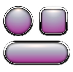 Glossy buttons purple with metallic chrome elements