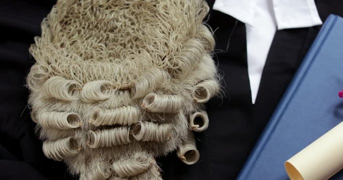 Legal Still Life Of Barristers Wig Gown And Brief