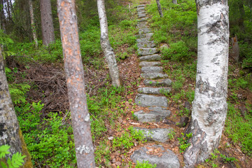 Staircase on the northern slope on Mount Sekirnaya, 19th century. The Holy Ascension skete. The...