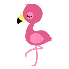 Cute pink flamingo. Children's character.