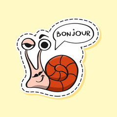 Snail sticker. Funny emoji. Icon, element. © tommarkov
