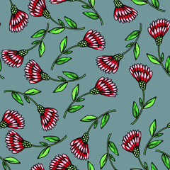 Floral seamless pattern. Summer flowers. Decorative print for fabric and other surfaces.