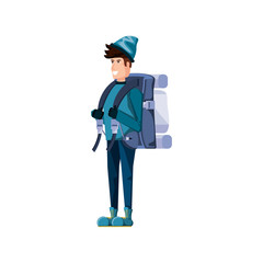 traveler man with travel bag avatar character