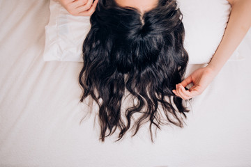 Obraz na płótnie Canvas Close up hair on pillow