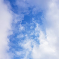 Blue sky with white clouds natural vignette